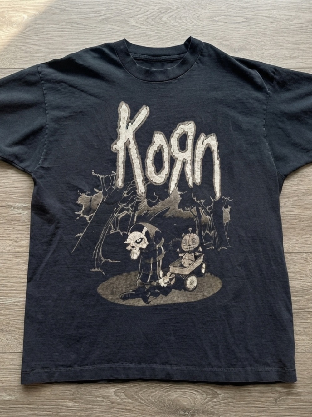 Gildan Black Graphic Tee with Cream Band Design